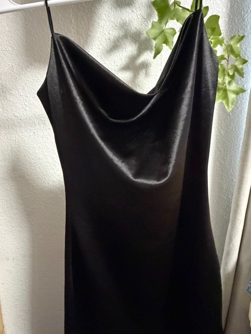 Zaful Black Satin Cowl Neck Mini Dress